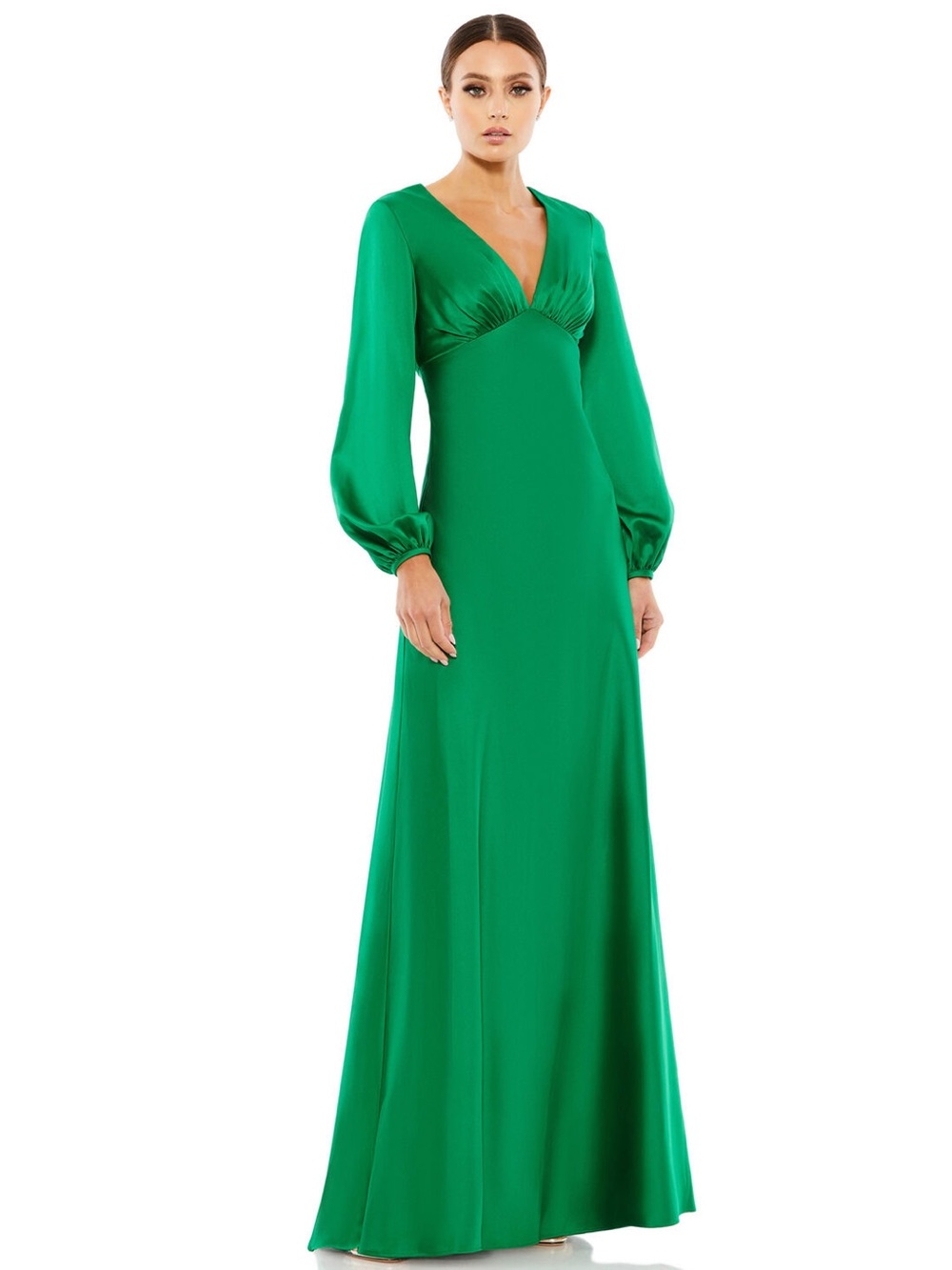 Ieena for Mac Duggal 55693 Empire Waist Bishop Sleeve Dress - Size 8